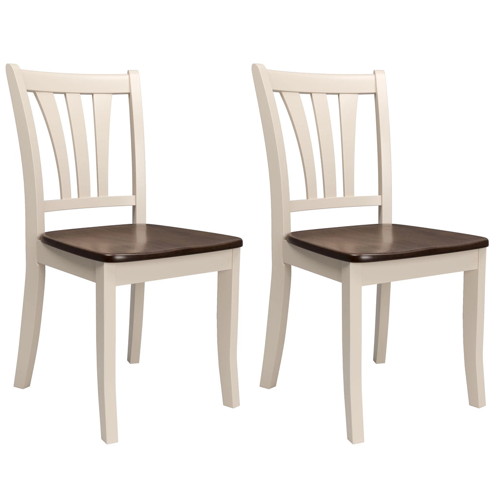 5 Piece Extendable Dark Brown and Cream Solid Wood Dining Set W878420