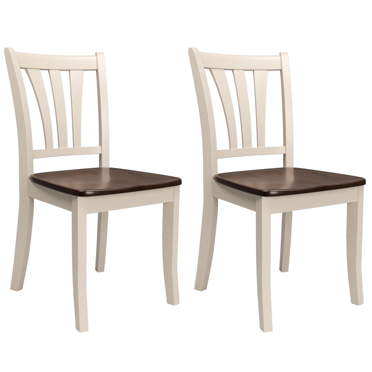 5 Piece Extendable Dark Brown and Cream Solid Wood Dining Set W878420
