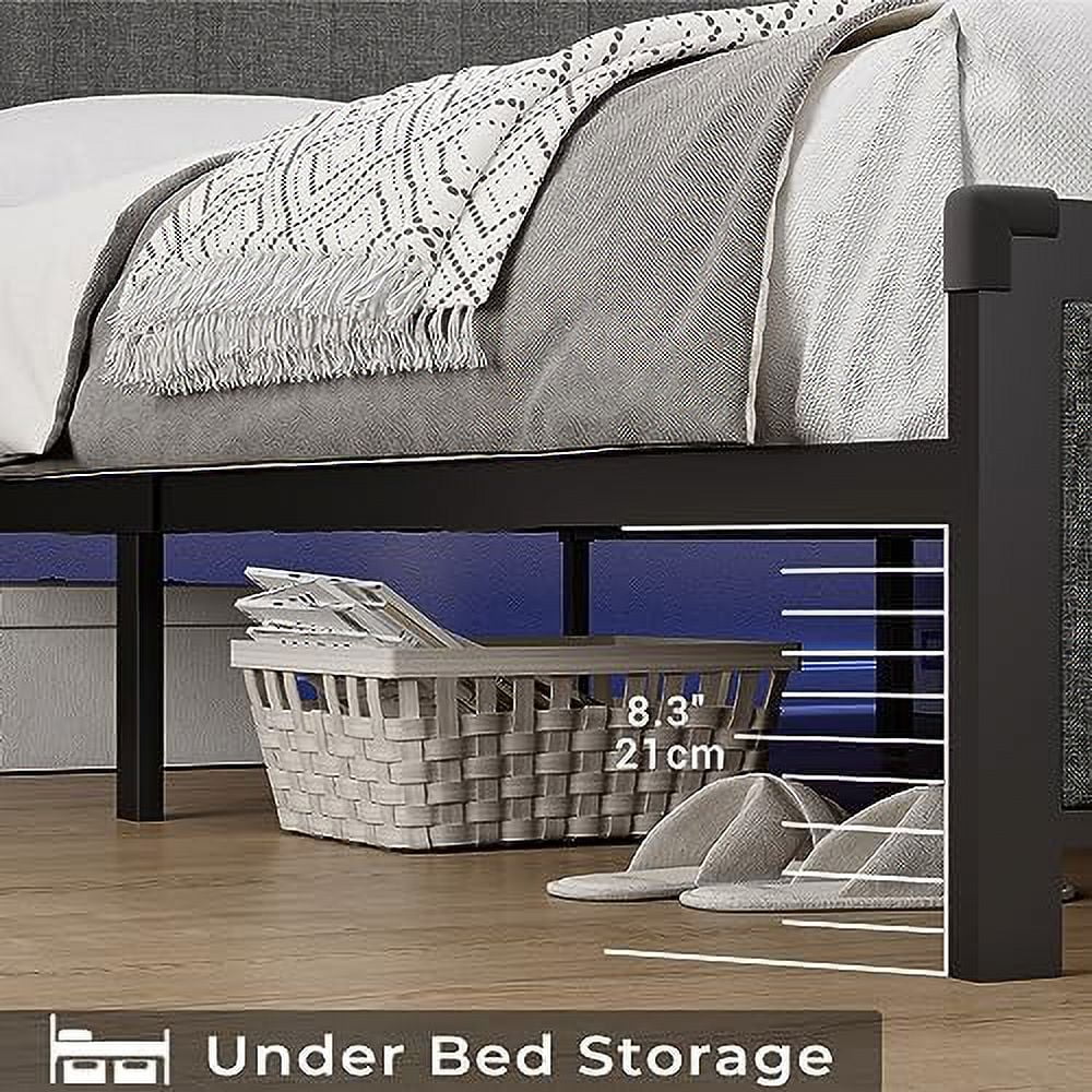 Queen LED Bed Frame with Headboard, Outlets & USB Ports, Dark Grey I5227