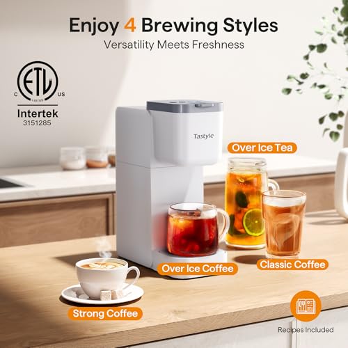 Single Serve Coffee Maker for K Cup, Ground and Tea Leaves, Hot and Iced Coffee Machines with Bold Setting, 6 to 16 Oz Brew Sizes, Compact for Small Spaces, Black M12229