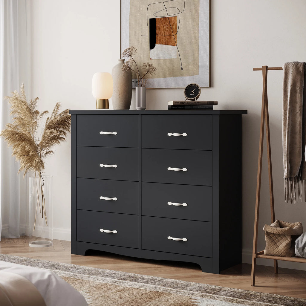 Black 8 Drawer Wood Dresser Q6982