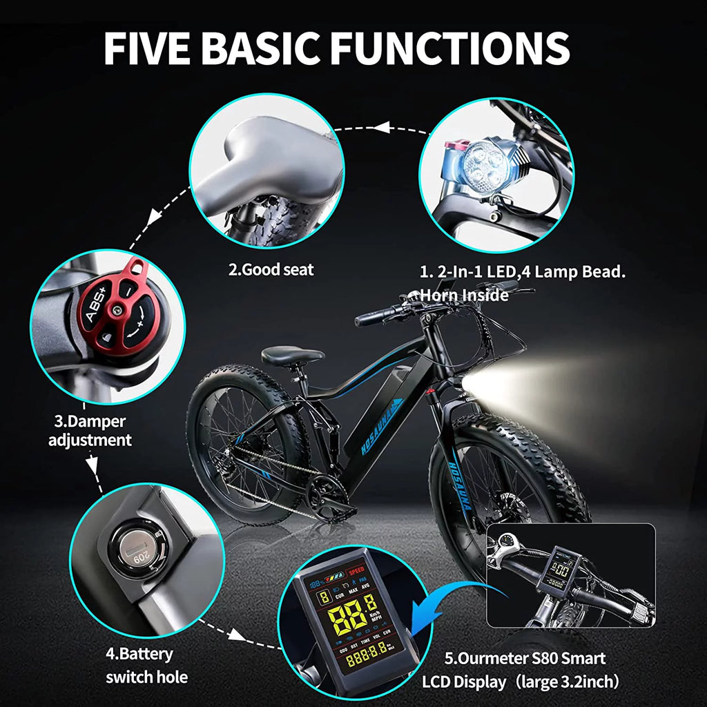 500W 26'' Fat Tire Electric Mountain Bike V1403