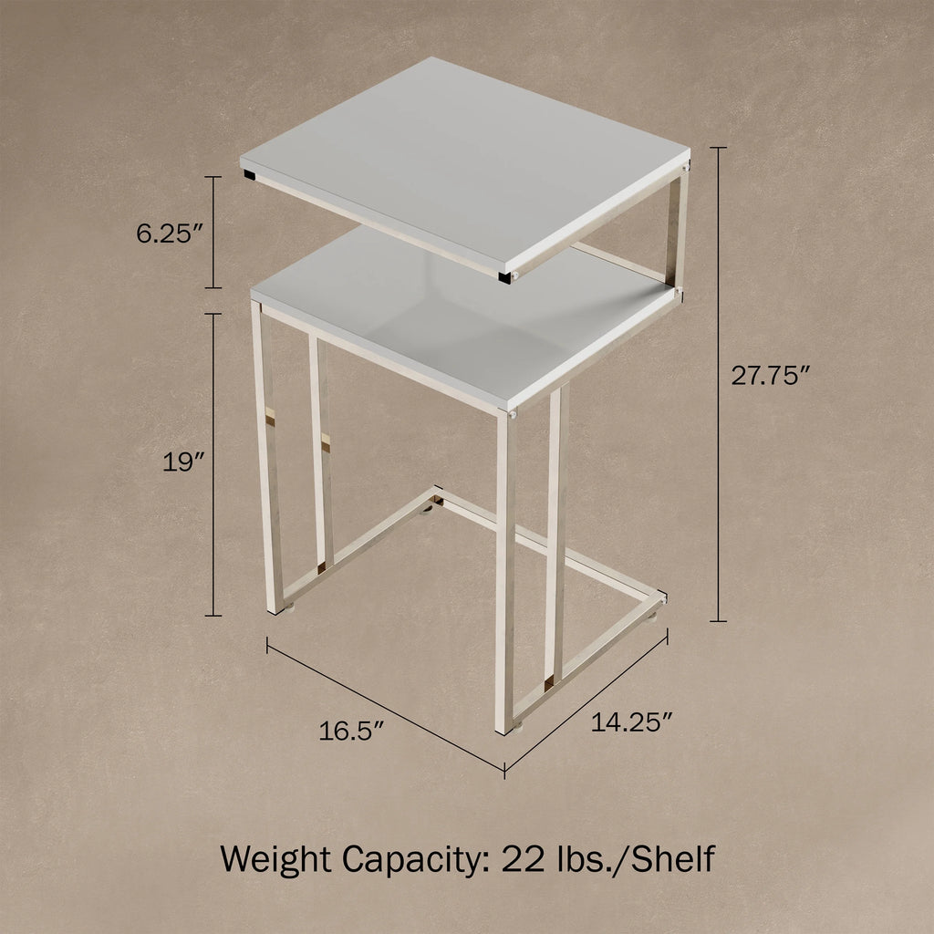 White 2-Tier C-Shaped Side Table X280157