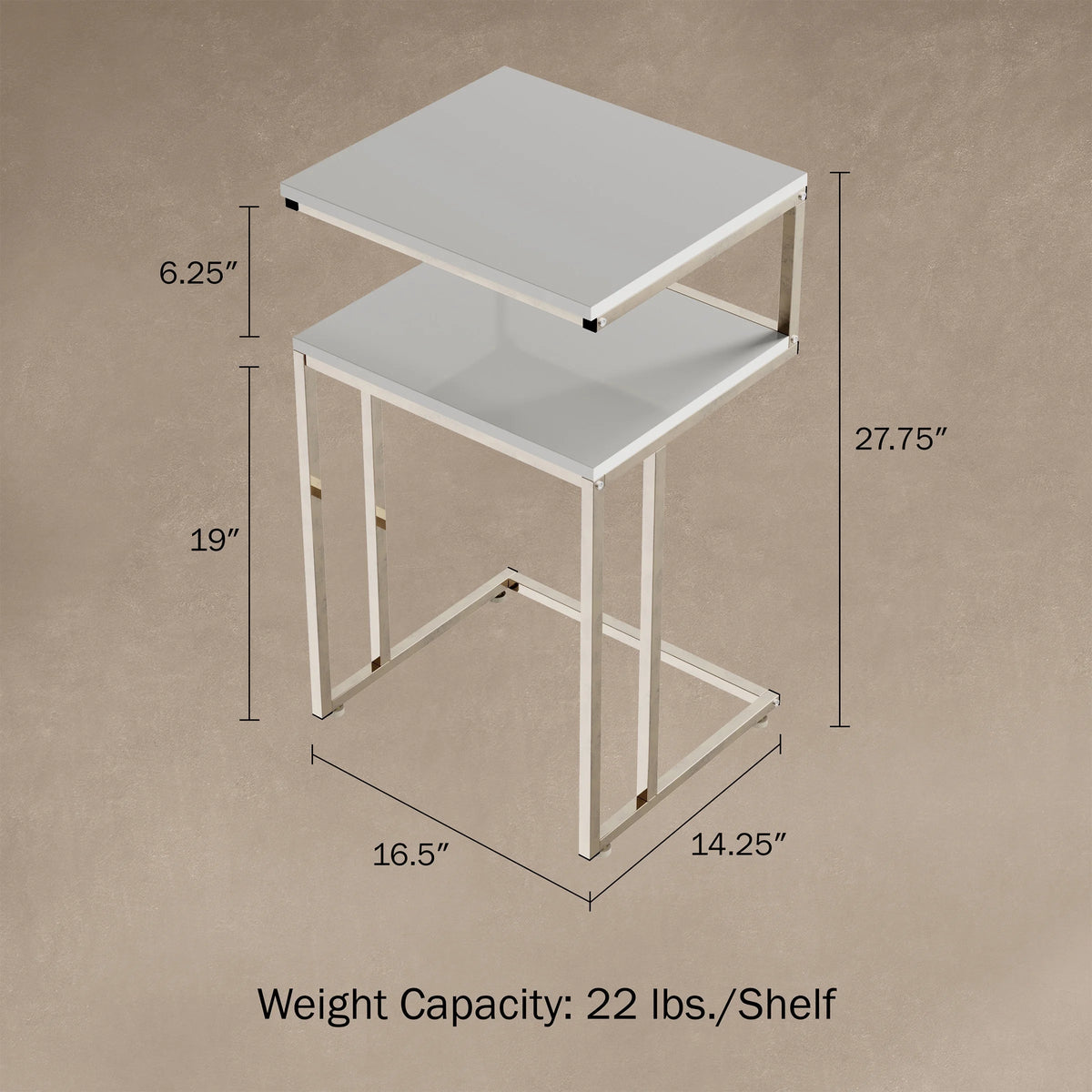 White 2-Tier C-Shaped Side Table X280157