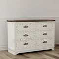 Antiqued Two-Tone 6 Drawer Wood Chest H373