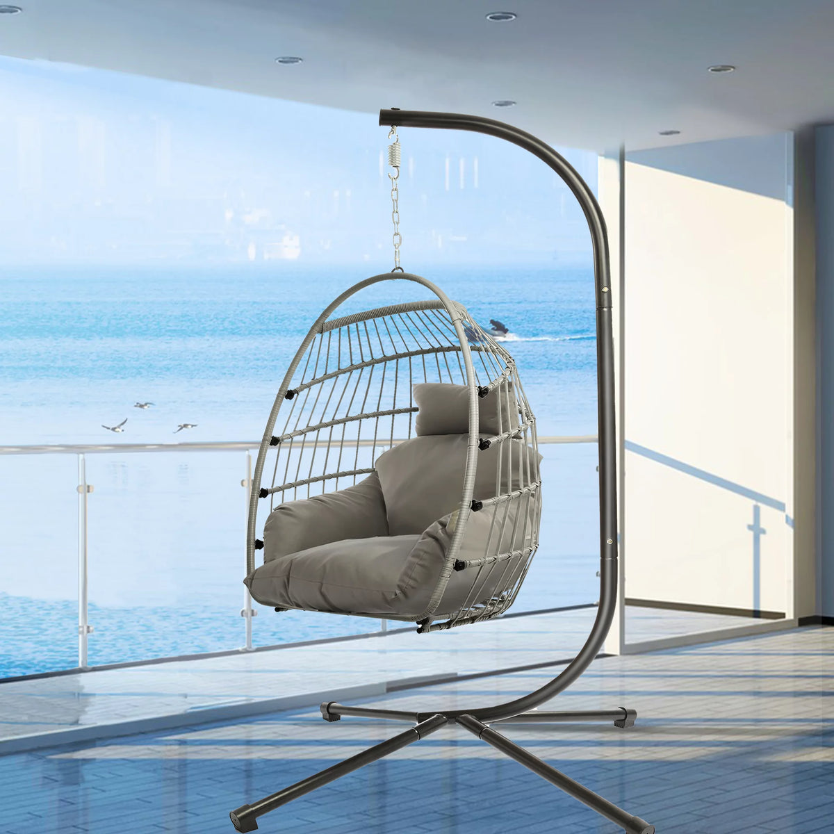 Indoor Outdoor Egg Swing Chair with Soft Cushion B7266