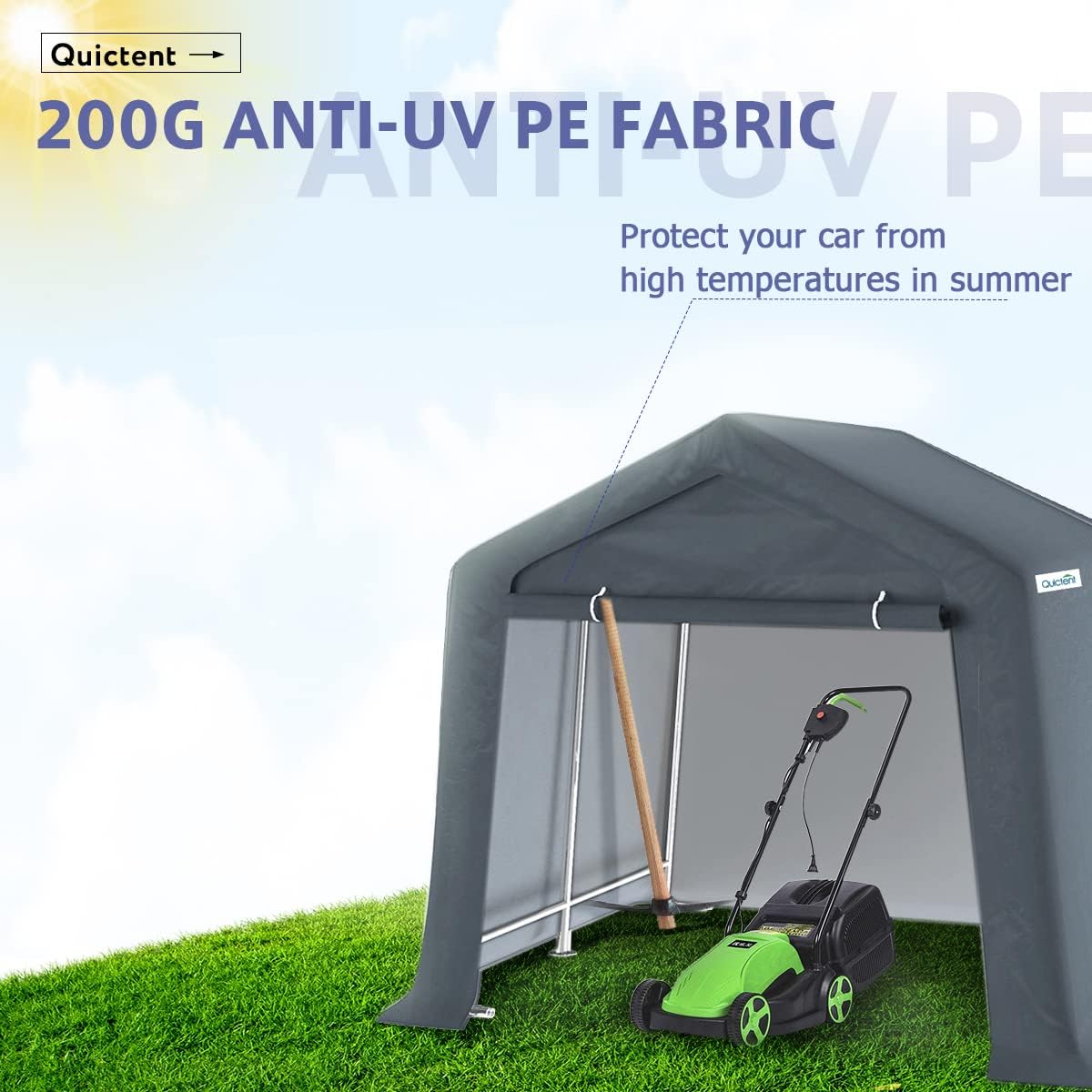 8x8 ft Portable Garage Shelter Outdoor Storage Shed Car Canopy Carport D957