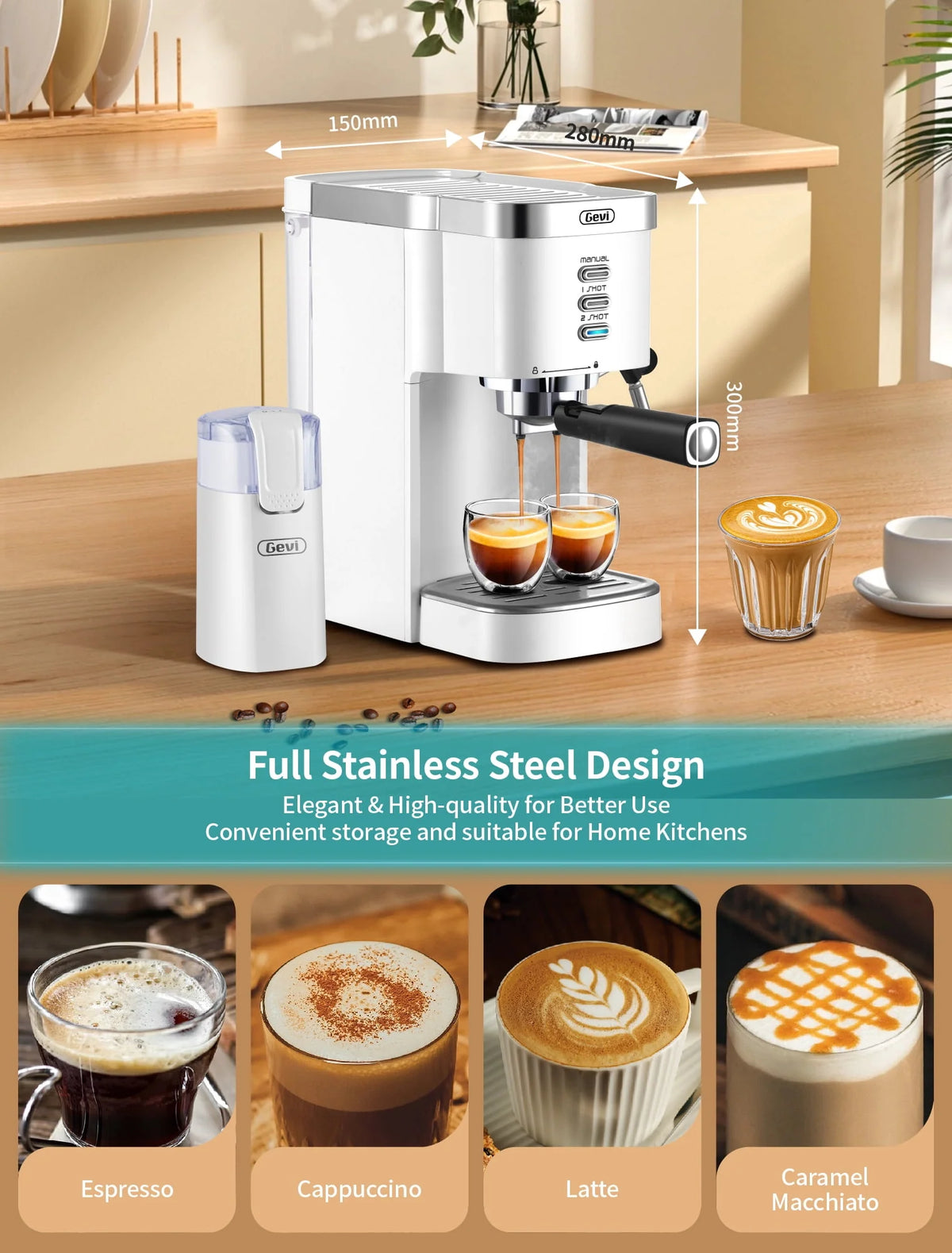 20 Bar Espresso Machine with Milk Frother Wand J74502