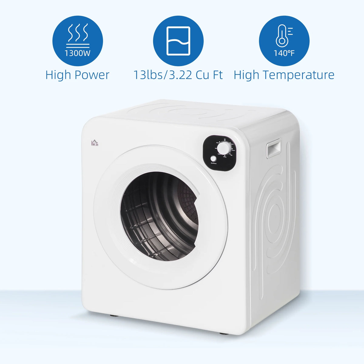 1300W 3.22 Cu. Ft. Electric Portable Laundry Dryer, White M6346