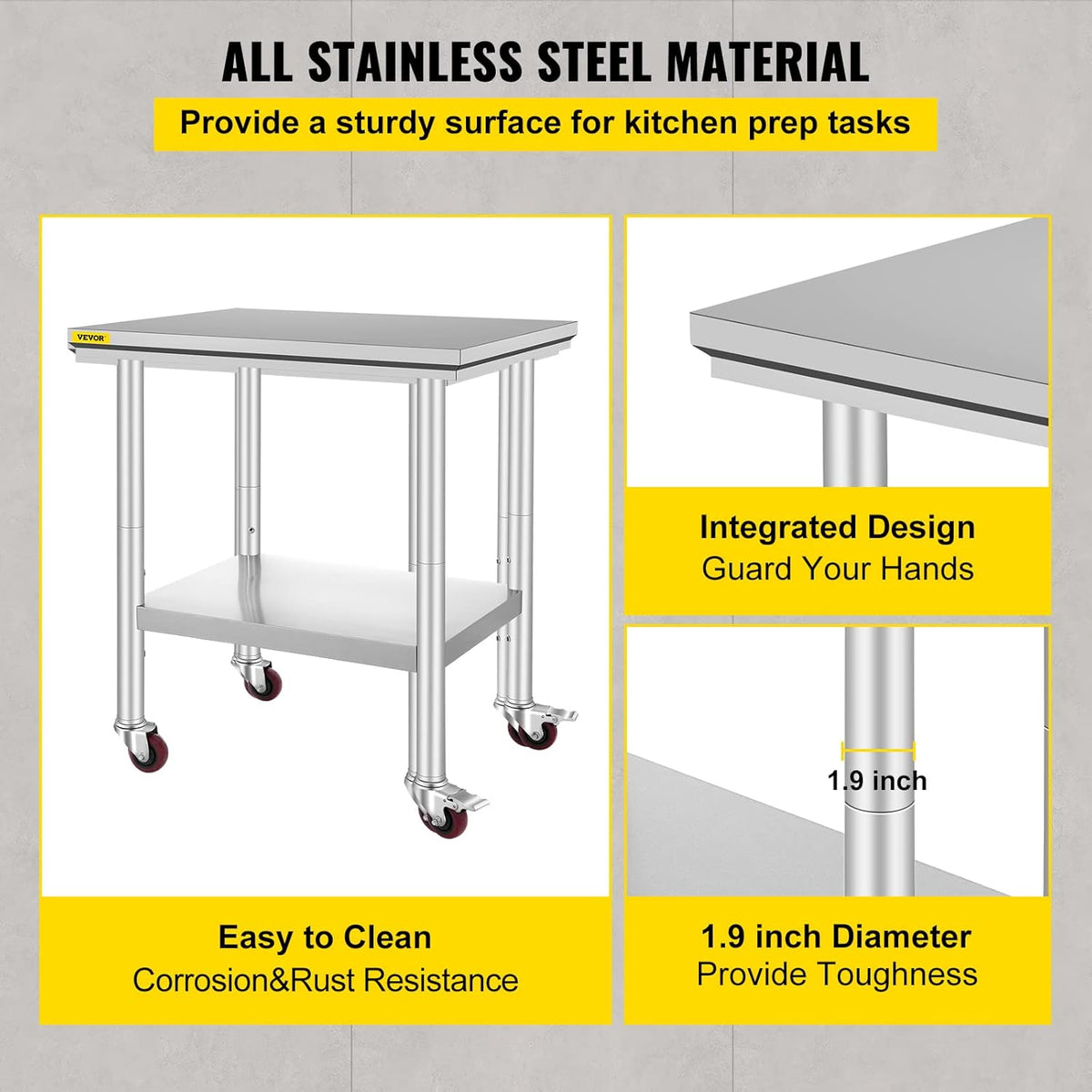 Stainless Steel Work Table with Wheels 24 x 30 W492