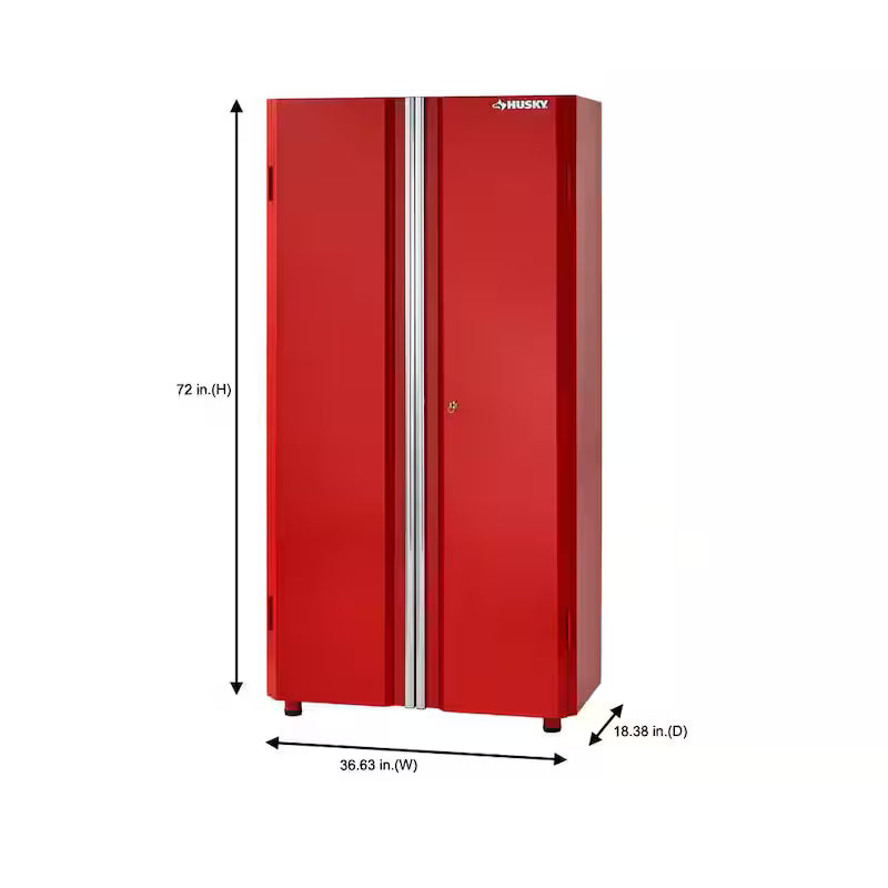 24-Gauge Steel Freestanding Garage Cabinet in Red L635426