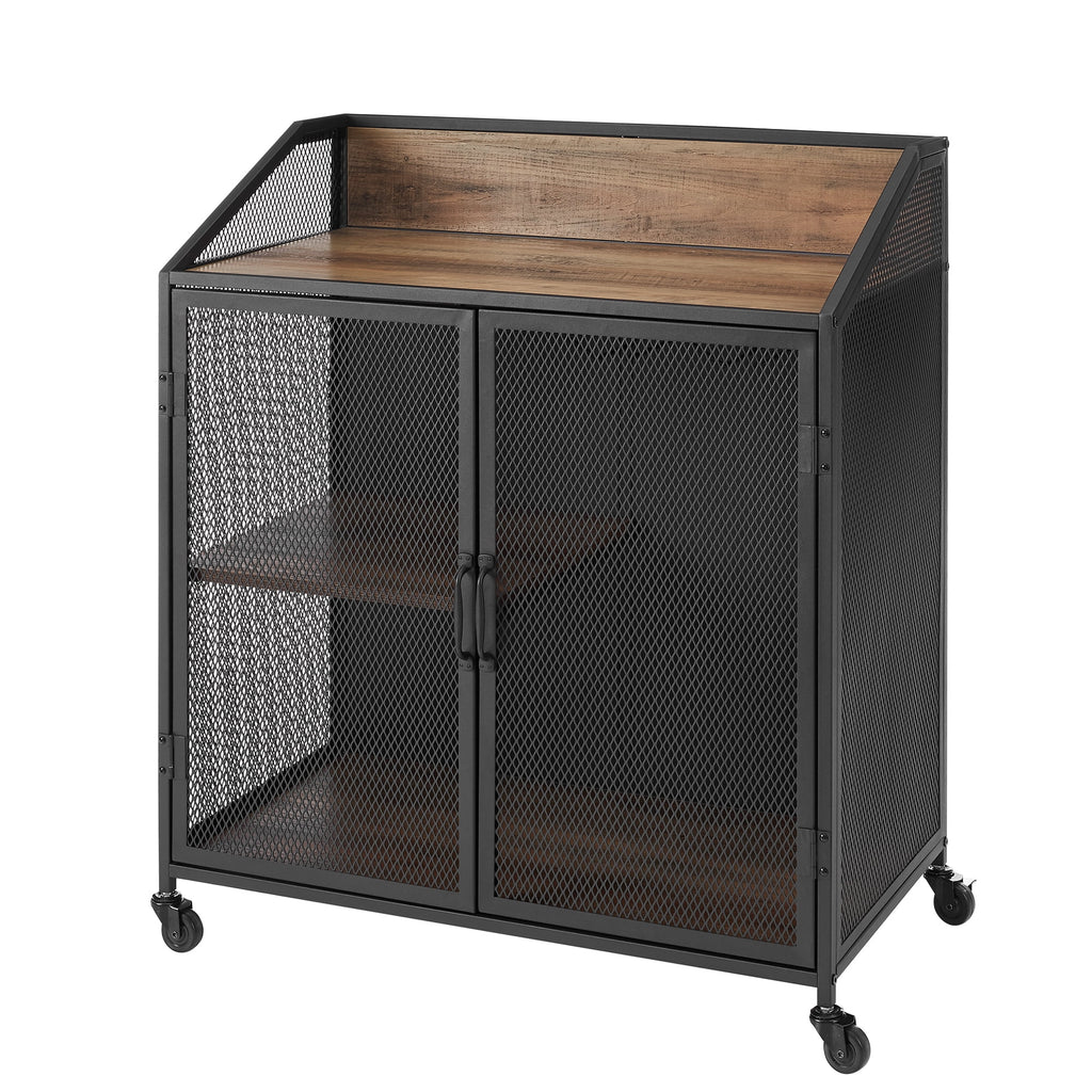 Industrial Bar Cabinet with Wheels F368