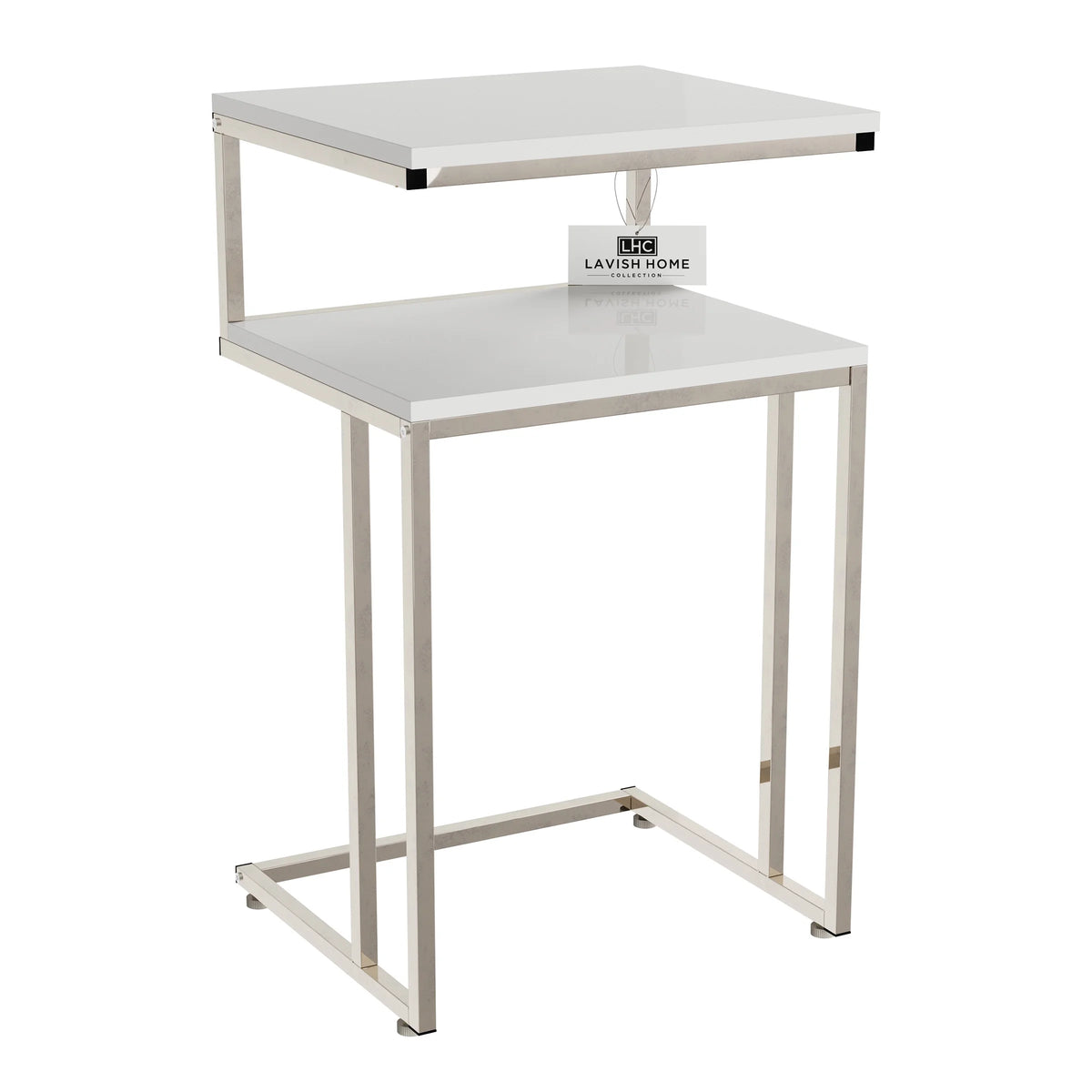 White 2-Tier C-Shaped Side Table X280157