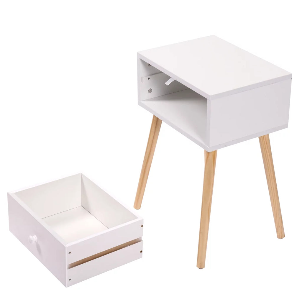 Set of 2 Wood Nightstand with Storage Drawer F356735