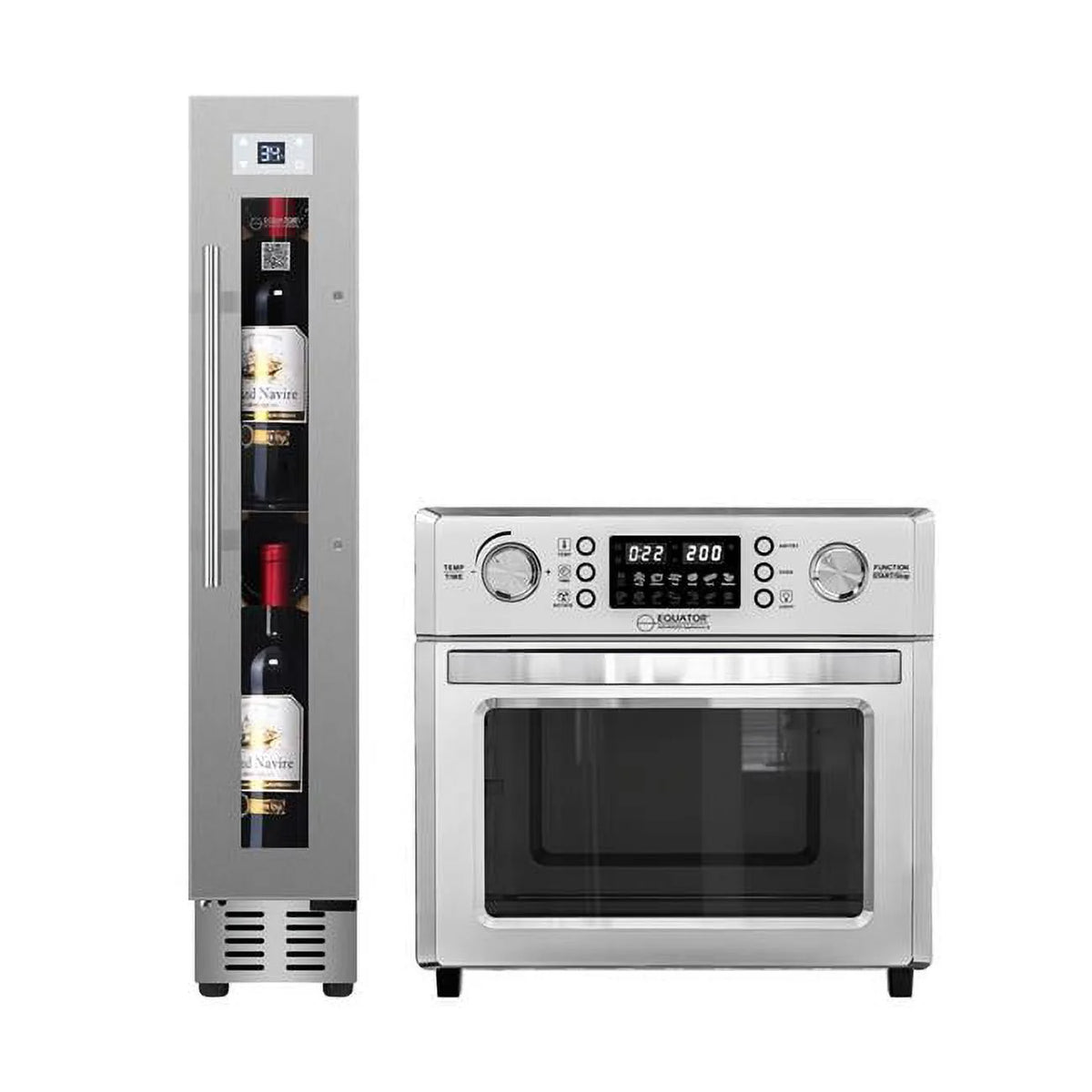 0.93 Cu. Ft Stainless 5-in-1 Air Fryer + 9-Bottle Wine Refrigerator E6321