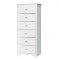 White 6 Drawer Tall Wood Dresser B38794