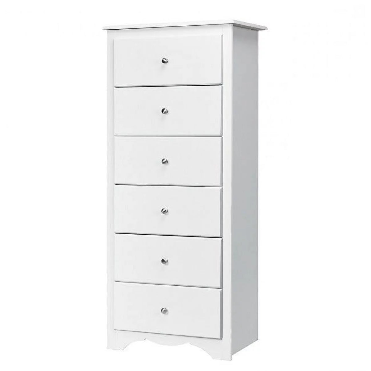 White 6 Drawer Tall Wood Dresser B38794