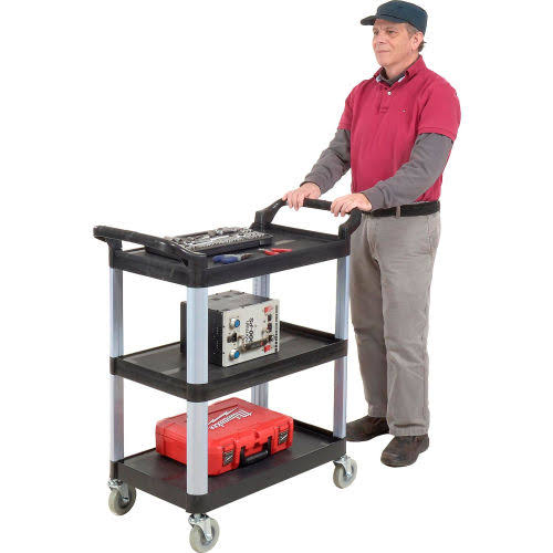 Black 3-Shelf Plastic Utility Cart W504
