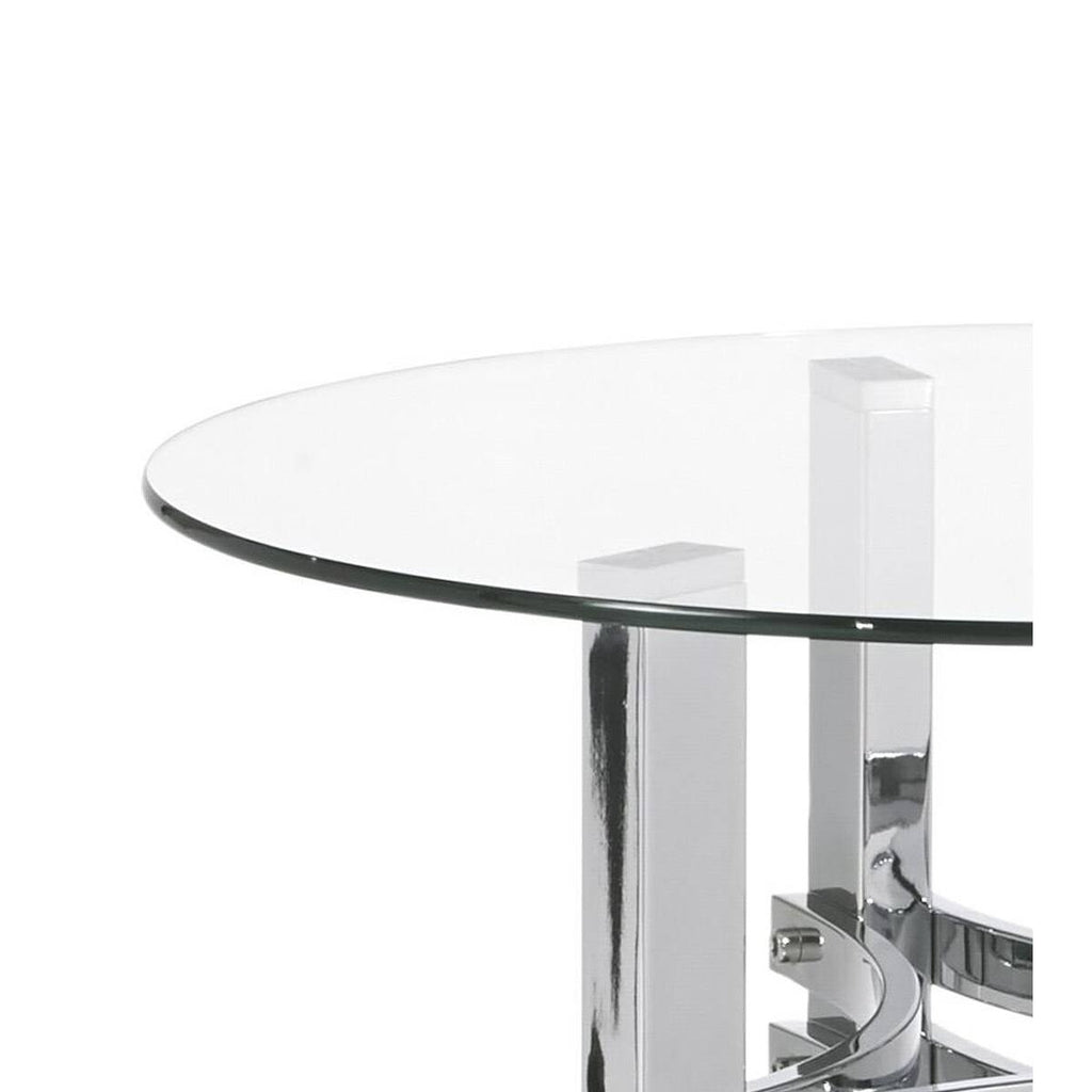 Round Glass Top End Table with Acrylic Legs M410