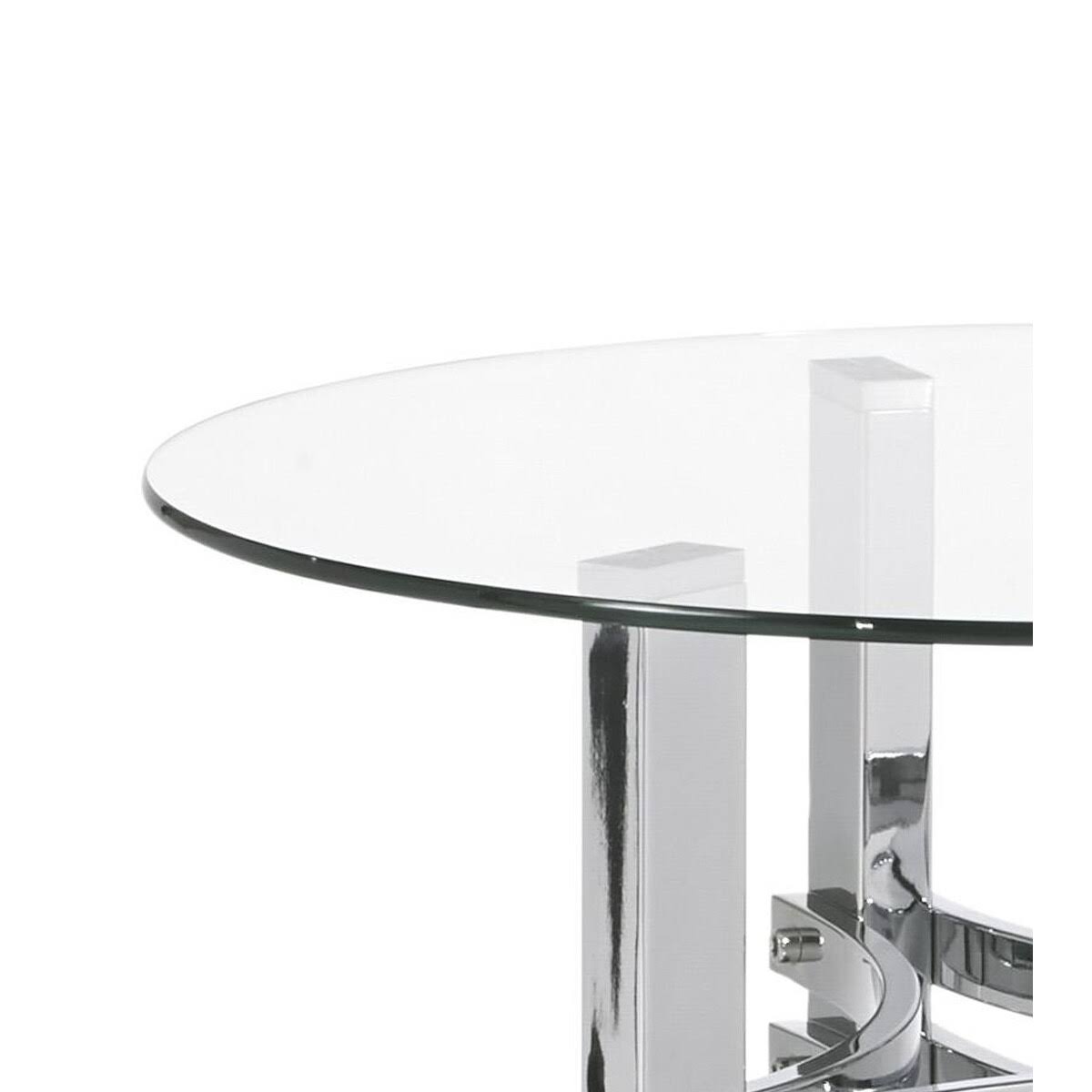 Round Glass Top End Table with Acrylic Legs M410