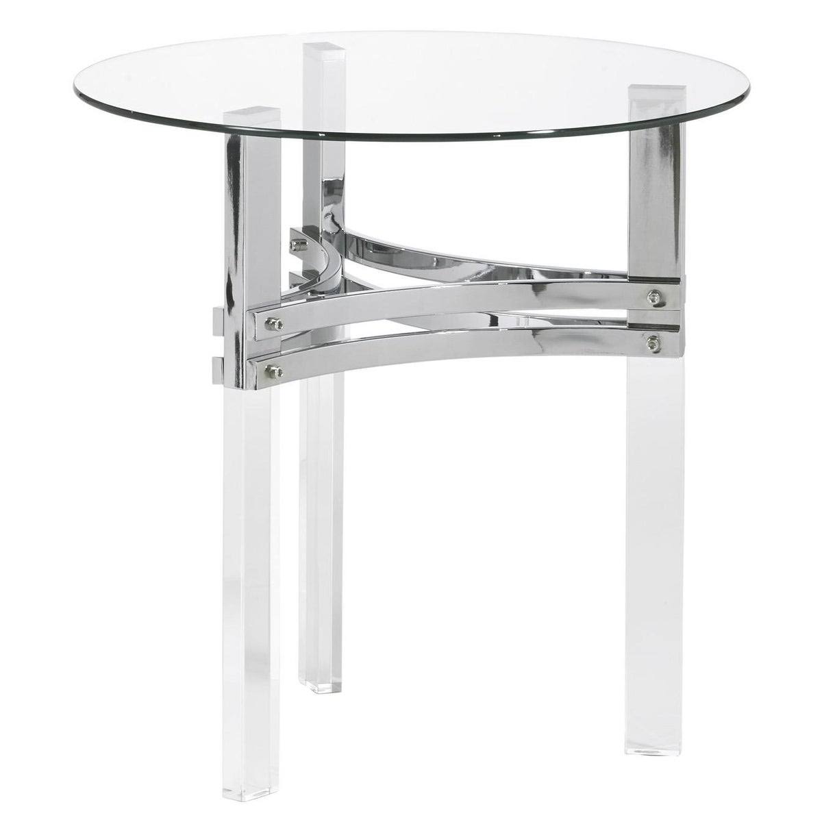Round Glass Top End Table with Acrylic Legs M410