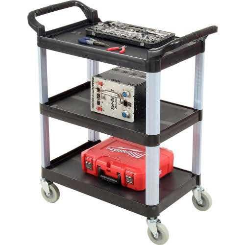 Black 3-Shelf Plastic Utility Cart W504