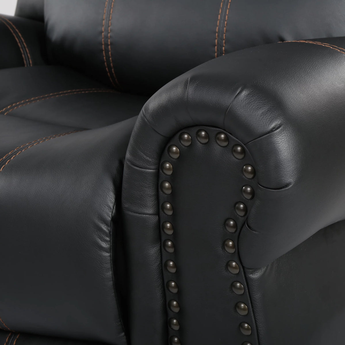 Black Faux Leather Gliding Recliner A17949