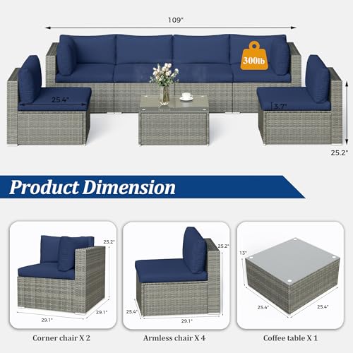 8-Piece Wicker Outdoor Sectional Sofa with Fire Pit Table I8565