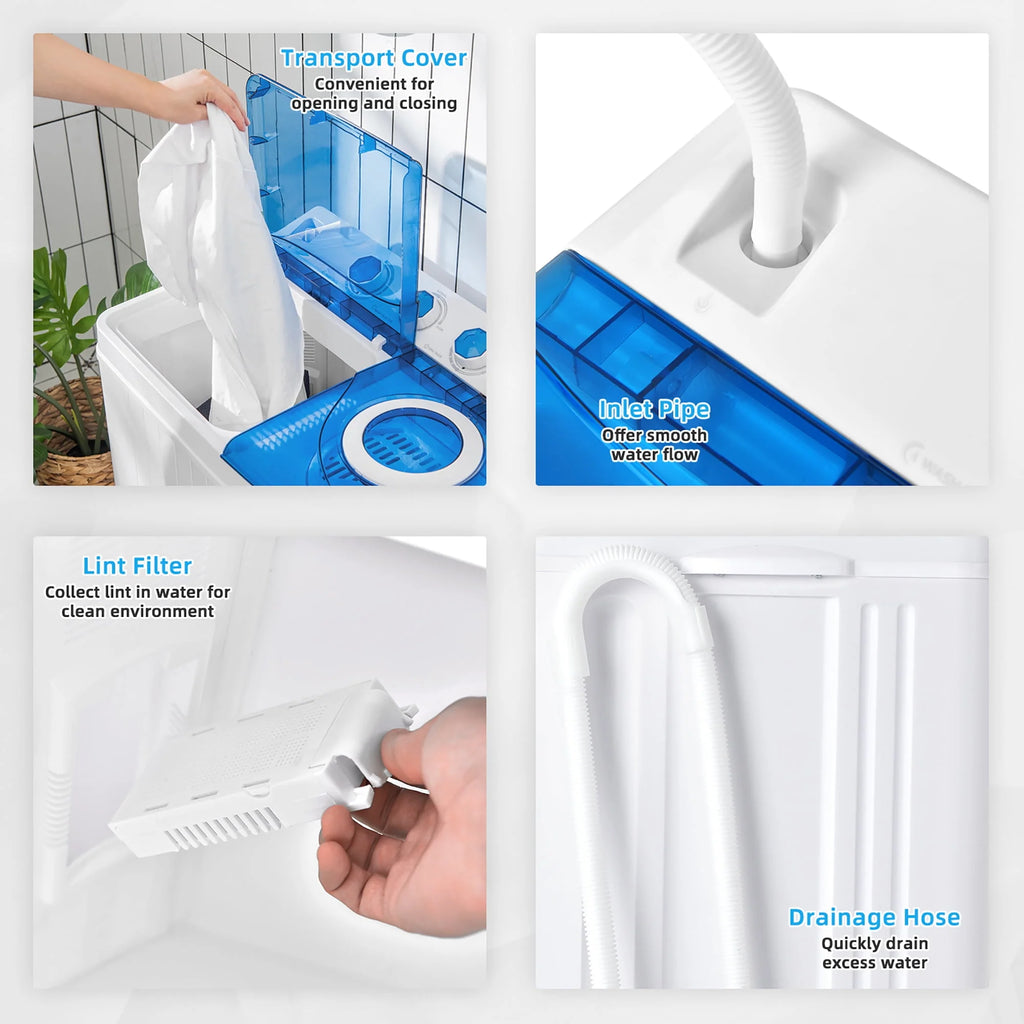 26lbs Portable Semi-automatic Twin Tub Washing Machine D90758