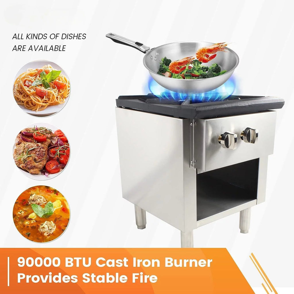 18" Heavy Duty Stainless Steel Gas Stock Pot Stove 90000 BTU O163