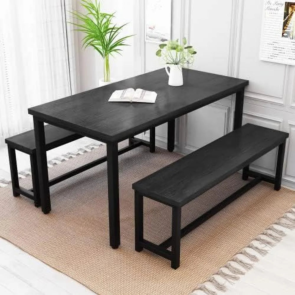 3 Piece Dining Table Set with 2 Benches F6145