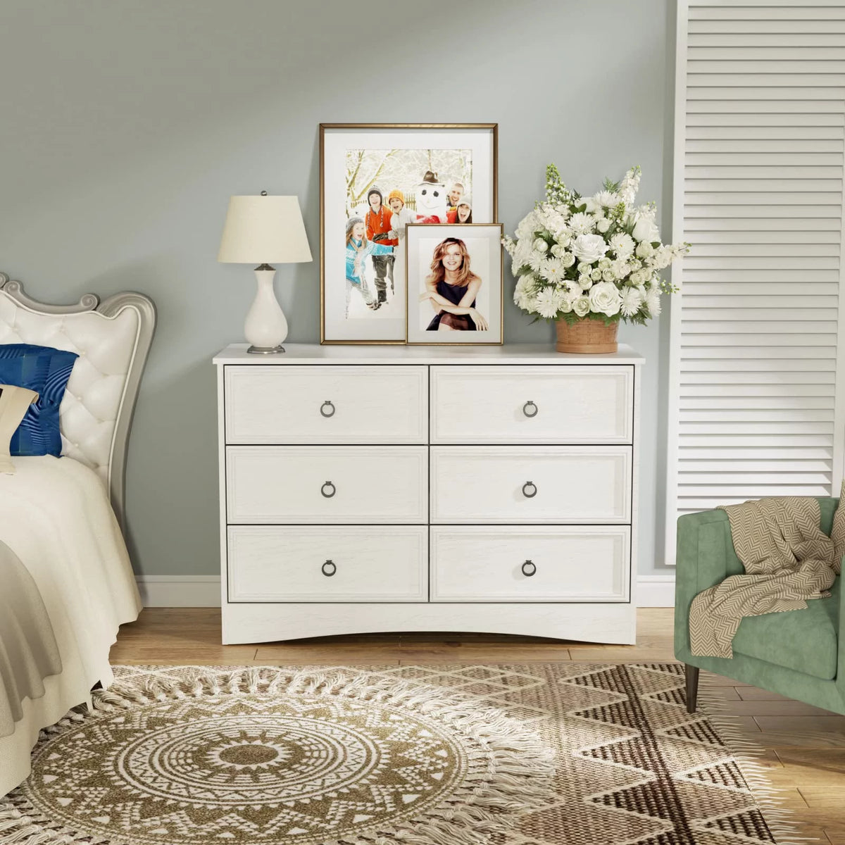Gray 6 Drawer Wood Dresser B895