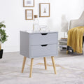 Light Grey Nightstand with Drawers P2755