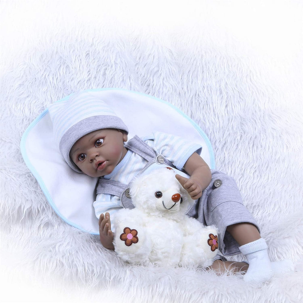 22 African American Reborn Baby Dolls 55cm Dark Skin Lifelike Newborn Dolls Twins V73468