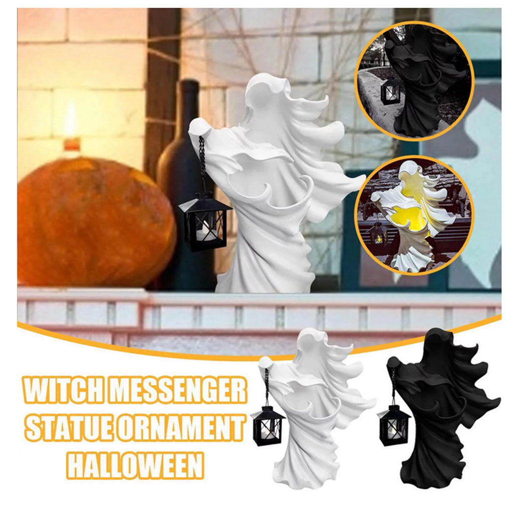 Ghost Witch Messenger with Lantern Statue Ornament A9604