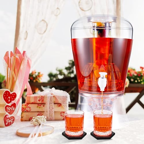 2 Pieces 6.8 L Acrylic Beverage Dispenser with Ice Core and Spigot A5698