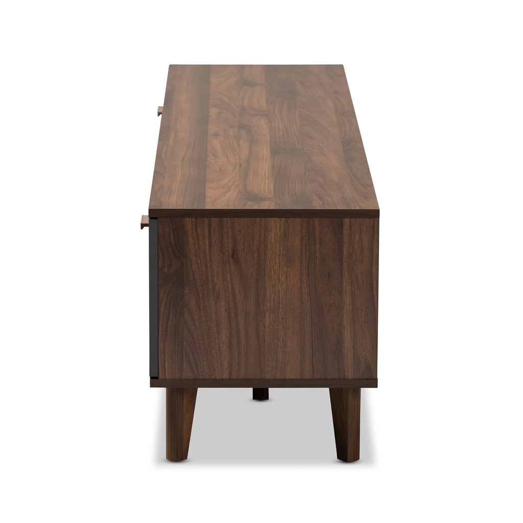 Walnut Brown and Grey Finished Wood TV Stand Q87923