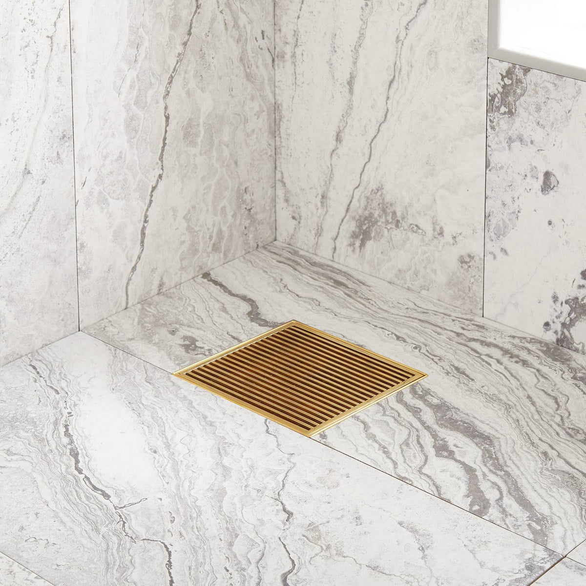 6x22 Polished Brass Square Shower Drain R227866