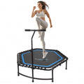 Portable Fitness Trampoline with Adjustable Handrail S418874