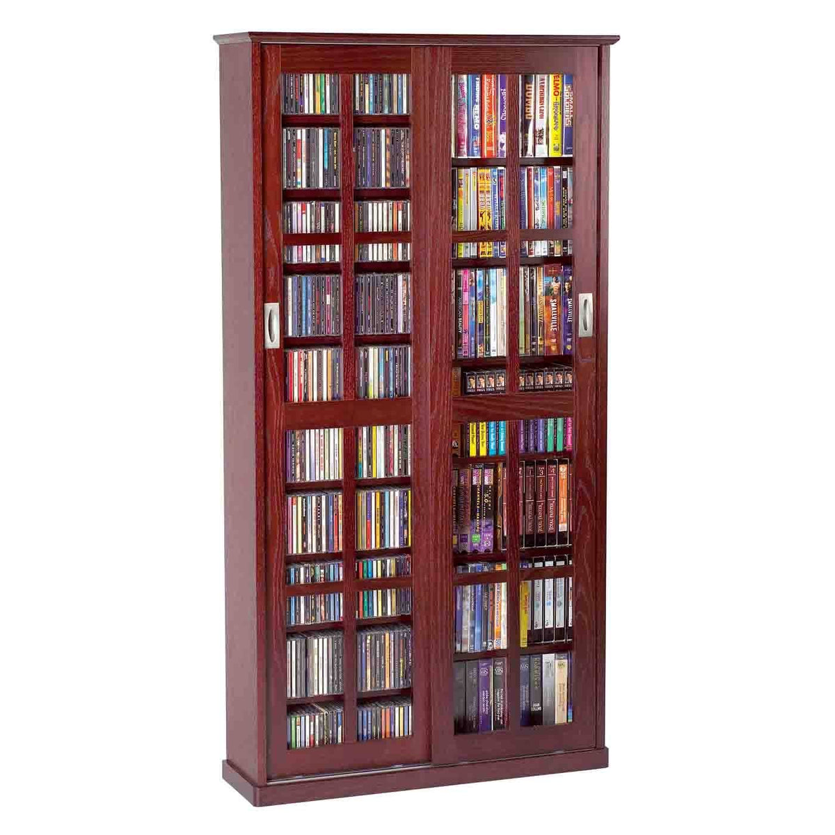 Dark Cherry Sliding Glass Door Multimedia Cabinet X417813