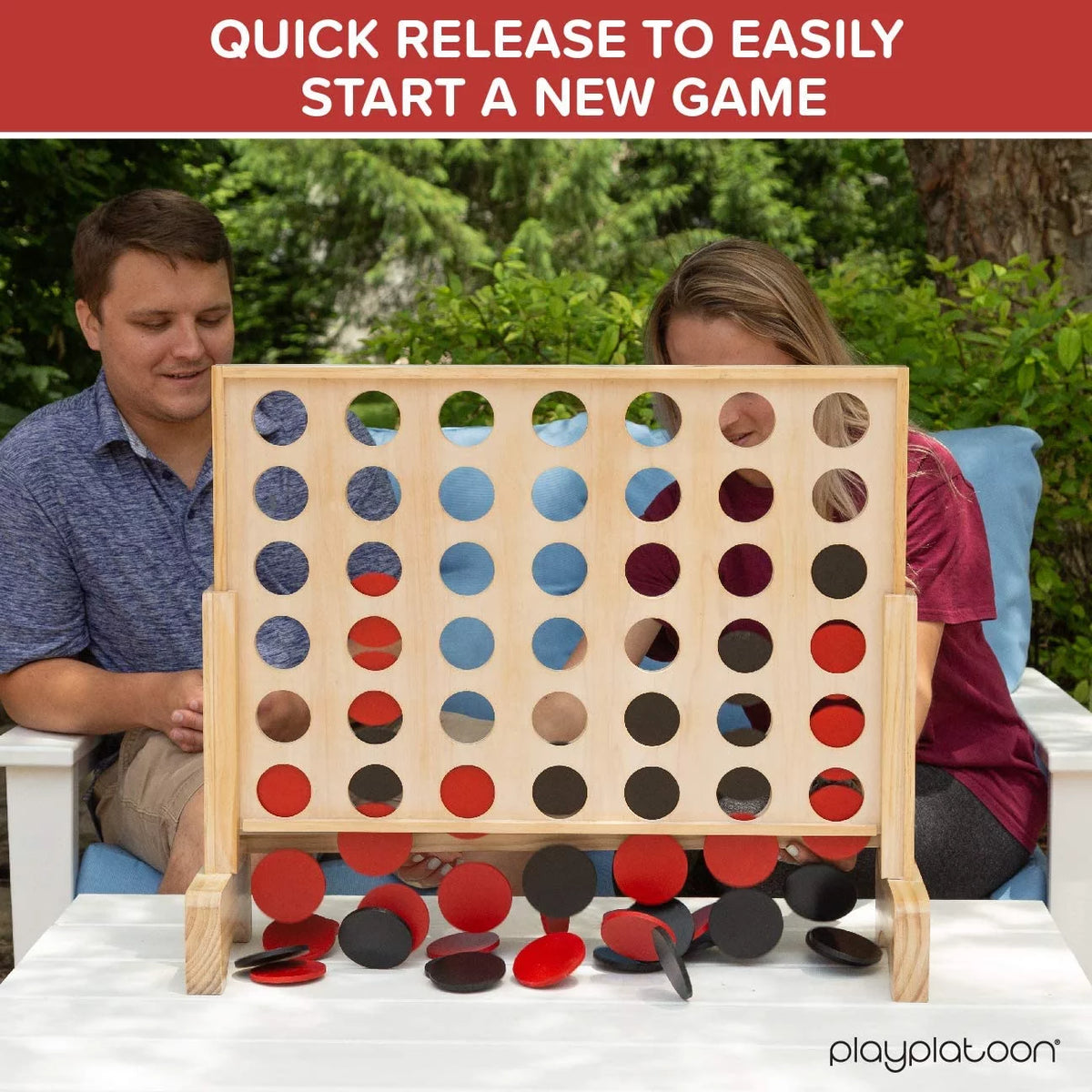Wooden 4 in a Row Game with Coins, Case and Rules K1476