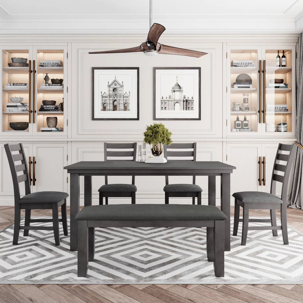Rustic Wood Dining Set Set Of 6 Gray D26838