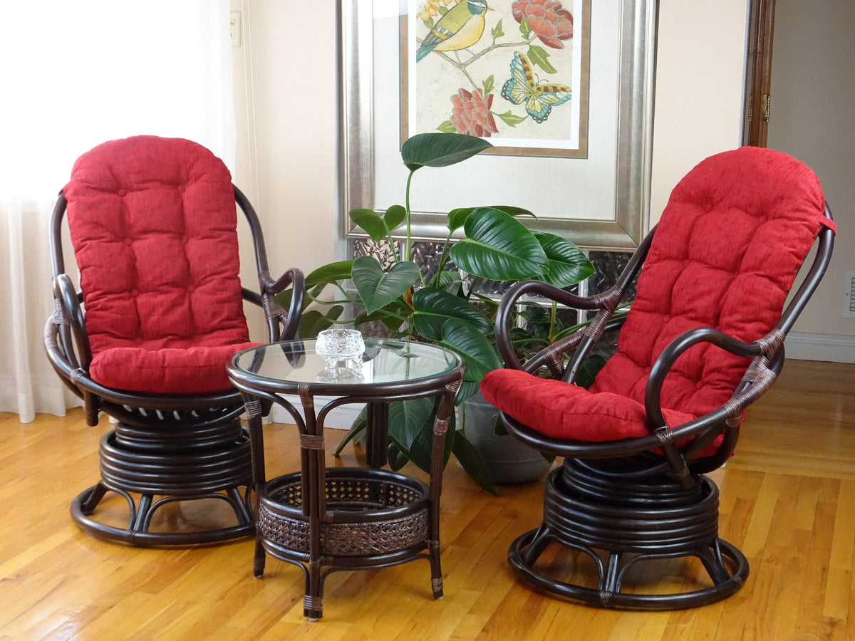 Natural Rattan Wicker Swivel Rocking Lounge Chair with Cushion U5543