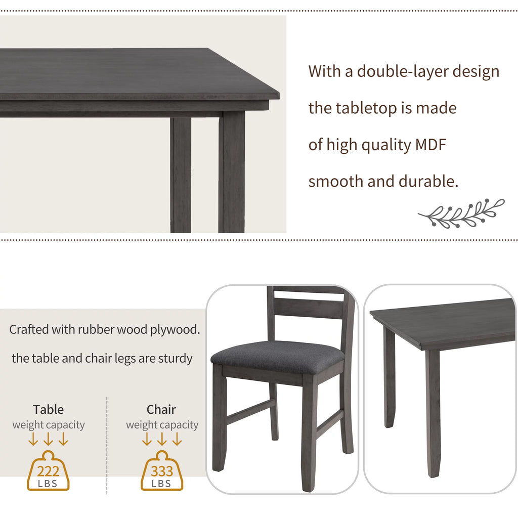 Rustic Wood Dining Set Set Of 6 Gray D26838