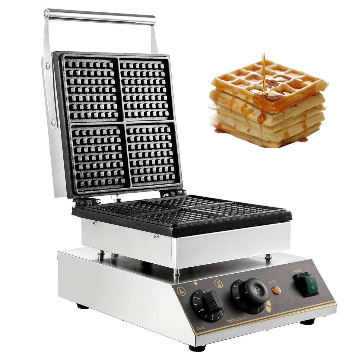Commercial Square Belgian Waffle Maker H3644