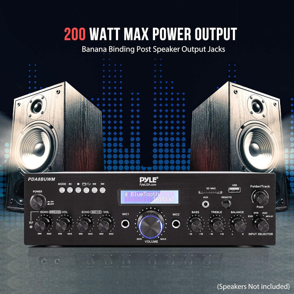 200W Dual Channel Wireless Microphone Power Amplifier System E1297