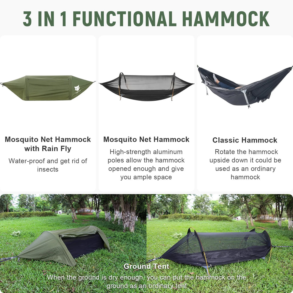 Camping Hammock Tent with Mosquito Net and Rain Fly K535