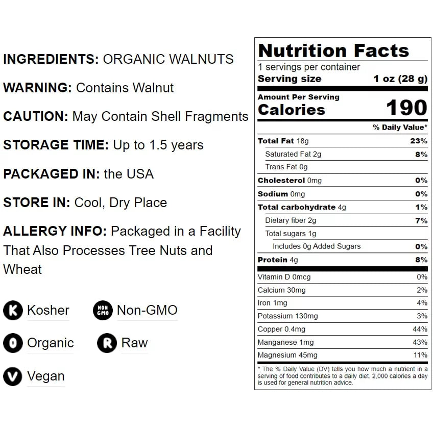 Organic California Walnuts, 1 Pound V51975