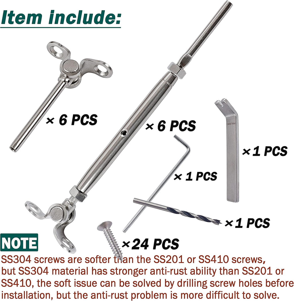 T316 Stainless Steel Adjustable Angle Cable Railing Kit 10 Pack M17691