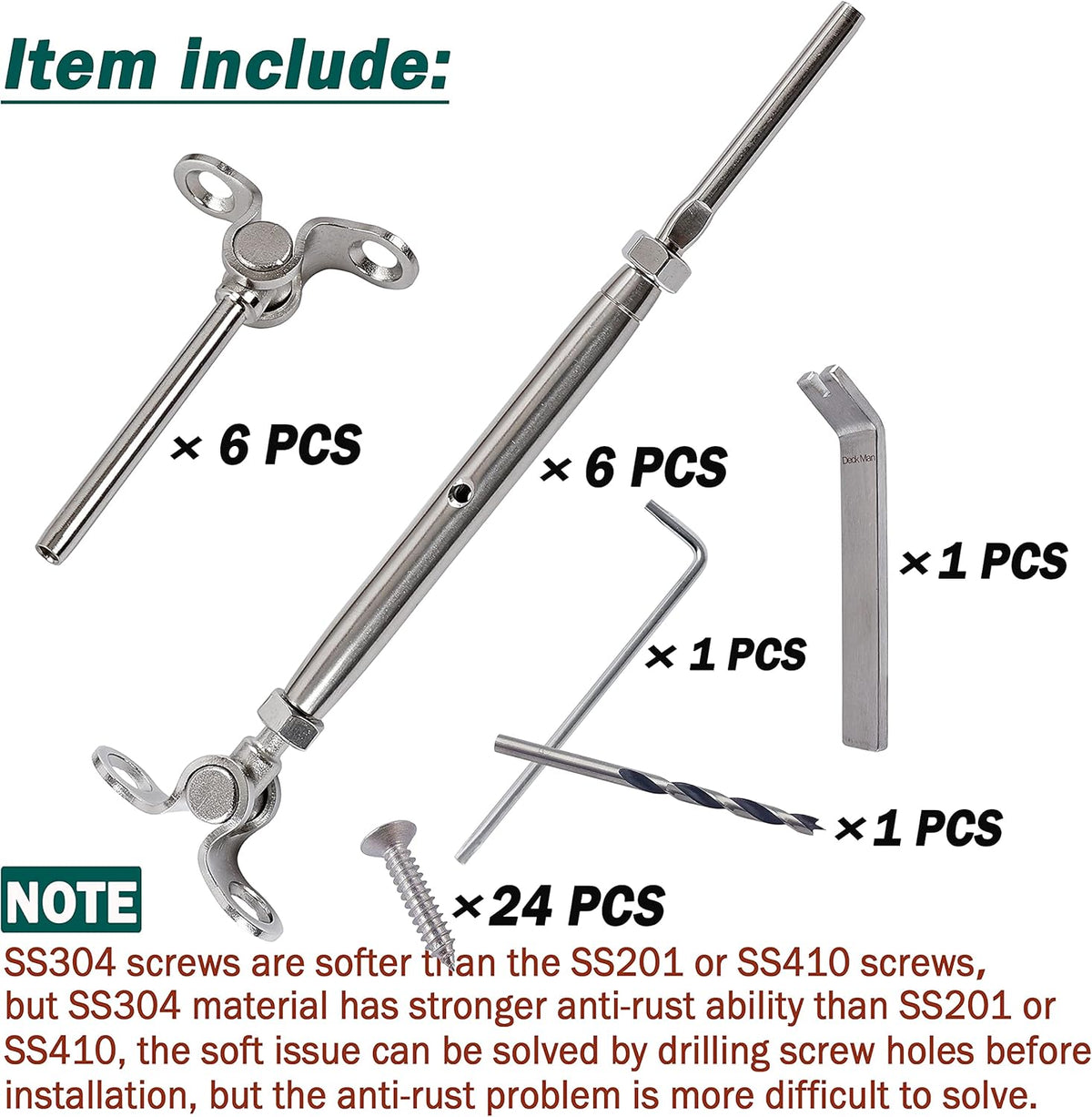 T316 Stainless Steel Adjustable Angle Cable Railing Kit 10 Pack M17691